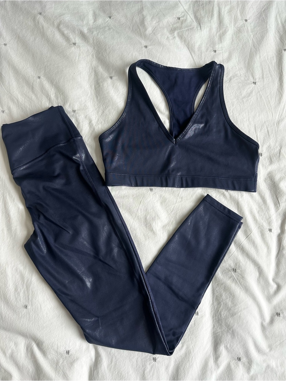 GapFit Power Shine Navy Racerback Sports Bra & Legging Set
